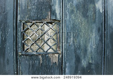 Emerald Shabby Door Cracked Weathered Wooden Board Texture
