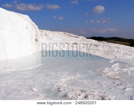 Pamukkale Termal Waters With The White Rocks.