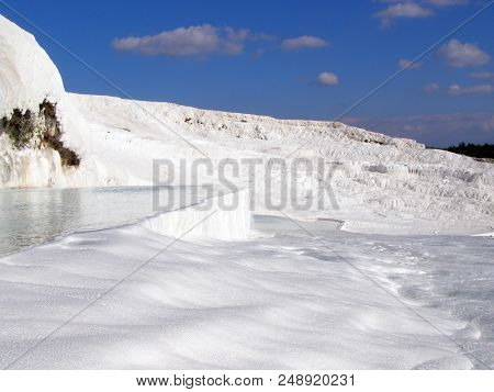 Pamukkale Termal Waters With The White Rocks.