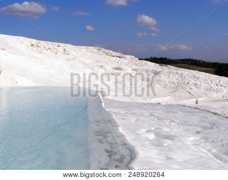 Pamukkale Termal Waters With The White Rocks.