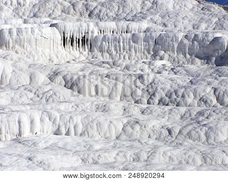 Pamukkale Termal Waters With The White Rocks.