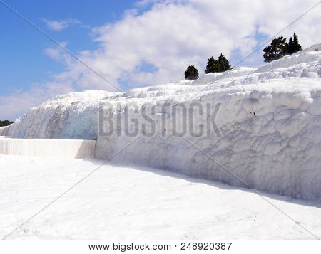 Pamukkale Termal Waters With The White Rocks.