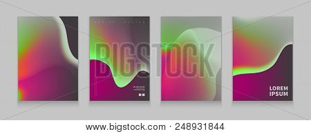 Stock Vector Illustration Liquid Color Covers Set. Fluid Shapes Composition. Futuristic Design Poste