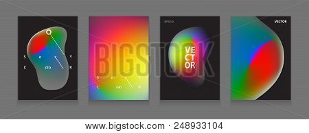 Stock Vector Illustration Set Cover Templates With Abstract Liquid Bubbles Shapes, 80s Memphis Geome