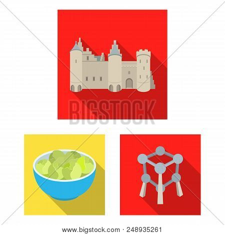 Country Belgium Flat Icons In Set Collection For Design.travel And Attractions Belgium Vector Symbol
