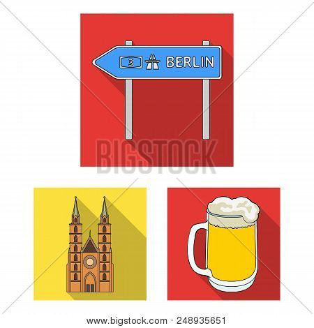 Country Germany Flat Icons In Set Collection For Design. Germany And Landmark Vector Symbol Stock  I
