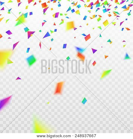 Stock Vector Illustration Realistic Defocused Colorful, Multicolor Confetti, Glitters Isolated On A 