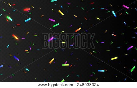 Stock Vector Illustration Realistic Colorful Multicolor Confetti, Glitters Isolated On A Transparent