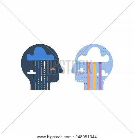 Positive And Negative Thinking, Happy And Unhappy Feelings, Bipolar Disorder, Stress Trigger, Psycho