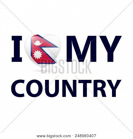 Heart With Nepalese Flag Colors. I Love My Country - Nepal
