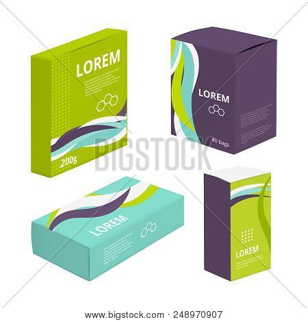 Design Template Of Package. Identity Of Food Packages. Vector Package For Product, Box Packaging Car