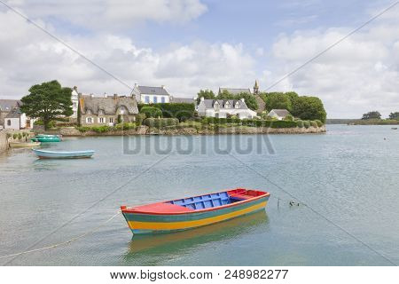 Island Of Saint Cado On The River Etel, Brittany, France, On A Lovely Summer Day.