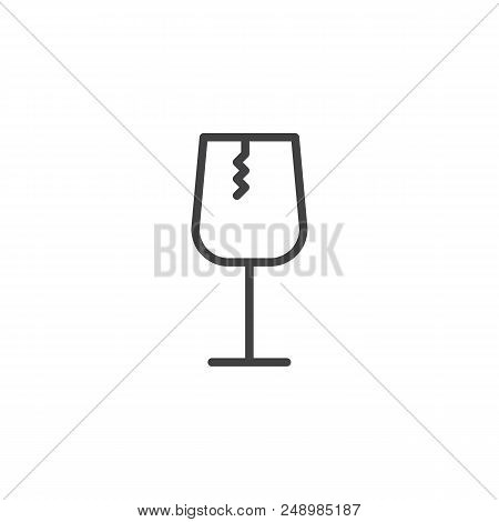 Fragile Glass Outline Icon. Linear Style Sign For Mobile Concept And Web Design. Broken Glass Simple