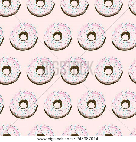 Sweet Summer Retro Donuts Seamless Pattern. Stock Vector