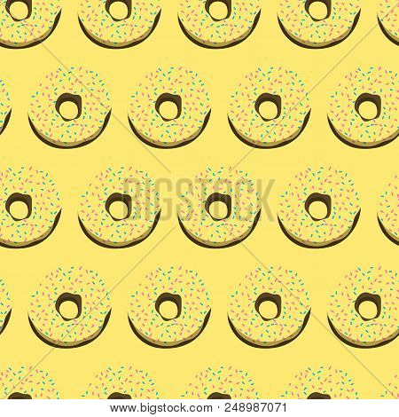 Sweet Summer Retro Donuts Seamless Pattern. Stock Vector