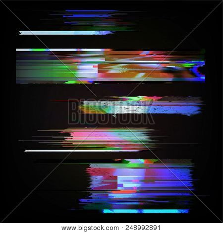 Stock Vector Illustration. Glitch Style Computer Screen Error Templates. Digital Pixel Noise Abstrac