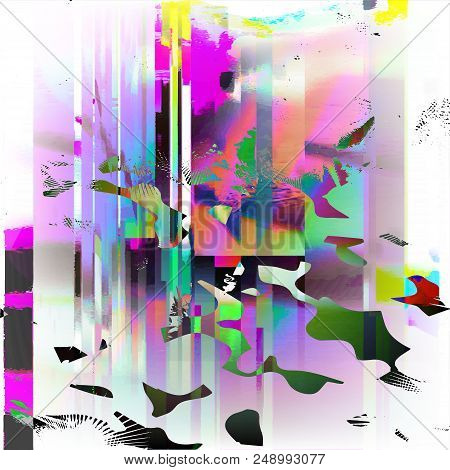 Stock Vector Illustration. Glitch Style Computer Screen Error Templates. Digital Pixel Noise Abstrac