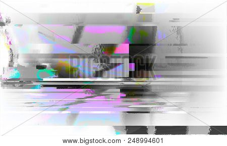Stock Vector Illustration. Glitch Style Computer Screen Error Templates. Digital Pixel Noise Abstrac