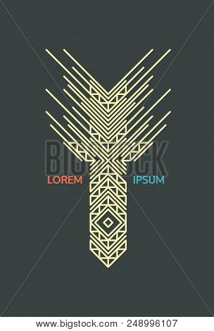 Sword. Line Art Design For Invitation, Poster, Badge, Monogram. Elegant Luxury Design Template. Vect
