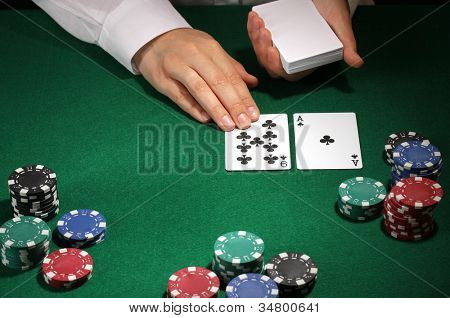 Yeşil tablo Poker ayarı