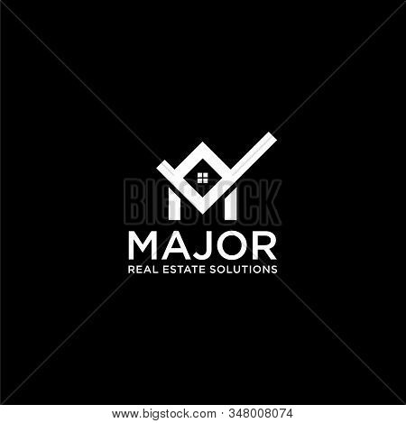 Simple And Unique Logo Design Of Letter M And Home With Dark Background - Eps10 - Vector.