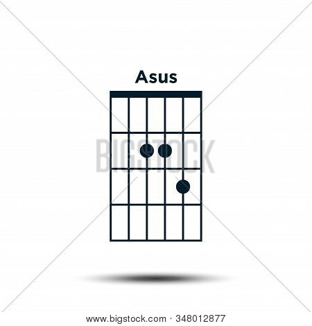 A Sus, Basic Guitar Chord Chart Icon Vector Template