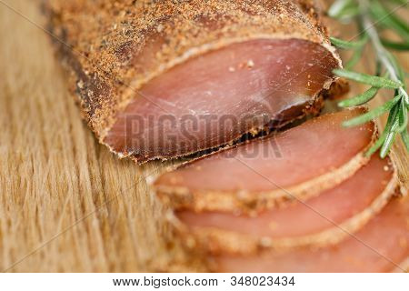 Homemade Dried Chicken Breast Basturma, Selective Focus