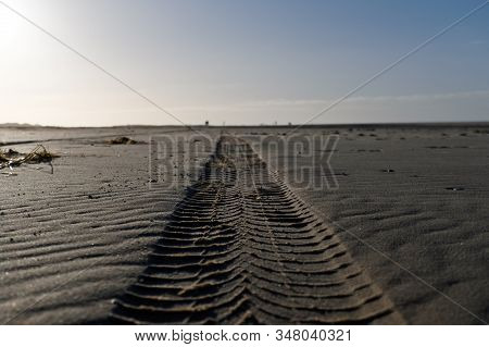Amrum, Germany: Beach Scene, Skidmarks In The Sand
