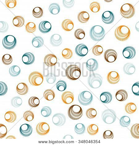 Modern Circle Rings Textile Print. Round Shape Geometric Elements Vector Seamless Pattern. Circle Ri