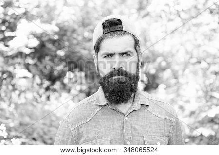 Life Changing. Barber. Hispter Style. Fashion Portrait Of Man. Hair Beard Care. Guy In Forest. Summe