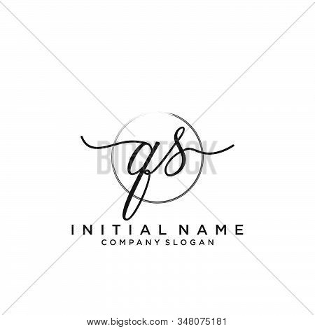 Qs Initial Handwriting Logo With Circle Template Vector.