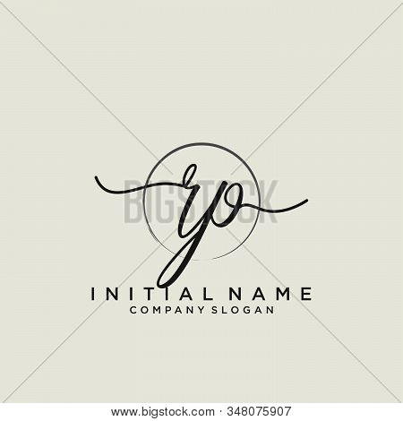 Rp Initial Handwriting Logo With Circle Template Vector.