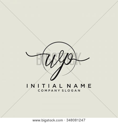 Wp Initial Handwriting Logo With Circle Template Vector.