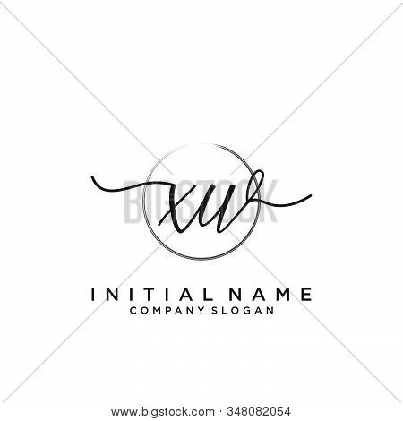 Xw Initial Handwriting Logo With Circle Template Vector.