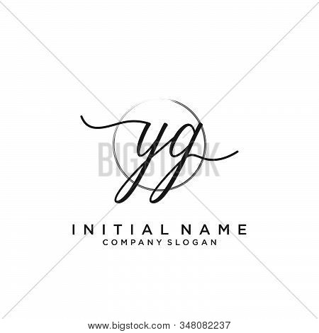 Yg Initial Handwriting Logo With Circle Template Vector.