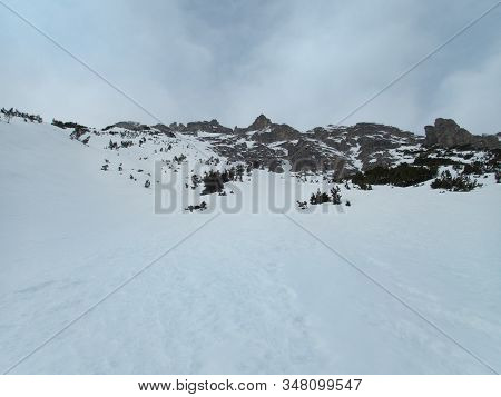 Winter Alpine Landscape For Skitouring In Stubaier Alps In Austria