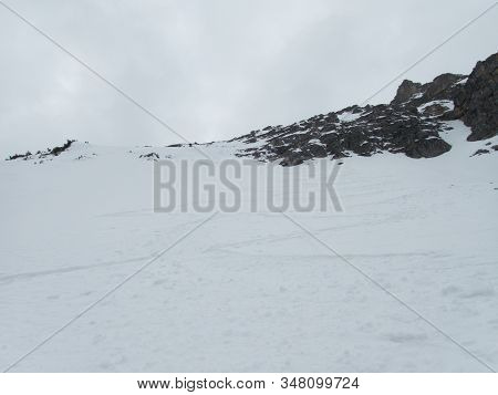 Winter Alpine Landscape For Skitouring In Stubaier Alps In Austria