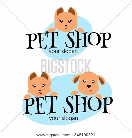 Vector Logo Design Template For Pet Shops, Veterinary Clinics And Animal Shelters. Funny Cartoon Log