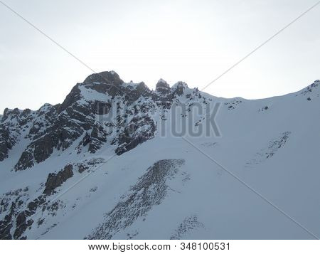 Winter Alpine Landscape For Skitouring In Stubaier Alps In Austria