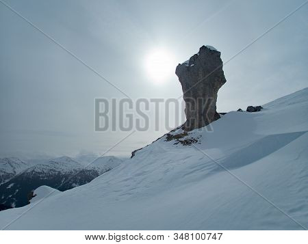 Winter Alpine Landscape For Skitouring In Stubaier Alps In Austria