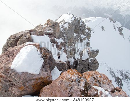Winter Alpine Landscape For Skitouring In Stubaier Alps In Austria