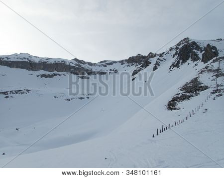 Winter Alpine Landscape For Skitouring In Stubaier Alps In Austria