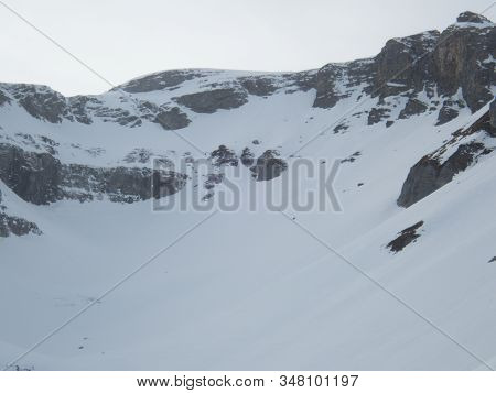 Winter Alpine Landscape For Skitouring In Stubaier Alps In Austria