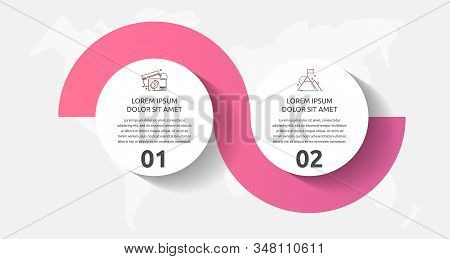 Vector Template Circle Infographics. Business Concept With 2 Options And Parts. Two Steps For Diagra