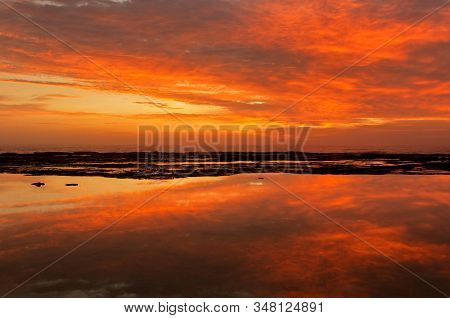A Fiery Sunrise At Narrabeen Rocks In Northern Sydney