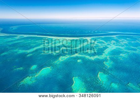 Aerial Of The Famous Hook Amp Hardy Reef In The Great Barrier Reef