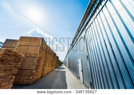 Lumber Ready For Loading Into A Dry Kiln. Wood Drying In Containers