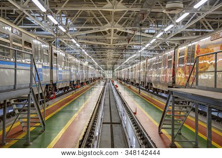 Subway Train Service Depot. Moscow, Russia