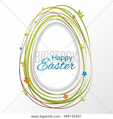Happy Easter Greeting Card With Floral Pattern