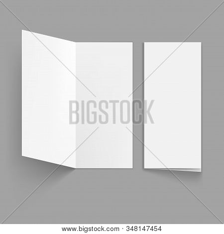 Slim Vertical Half Folded Brochure On Gray